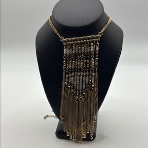 Elegant Gold and Brown Beaded Necklace